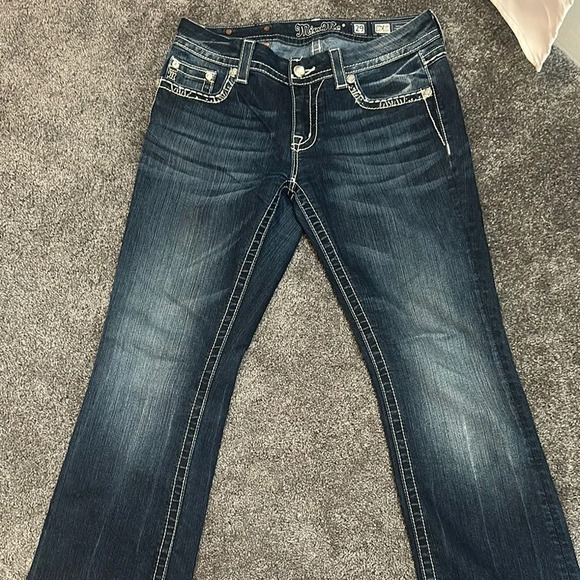 Miss Me Dark Blue Denim with White Stitching - Picture 2 of 3